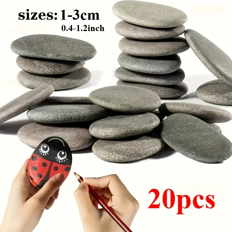 Marine Aquarium Tanks - 20Pcs Natural River Rocks Smooth Flat
