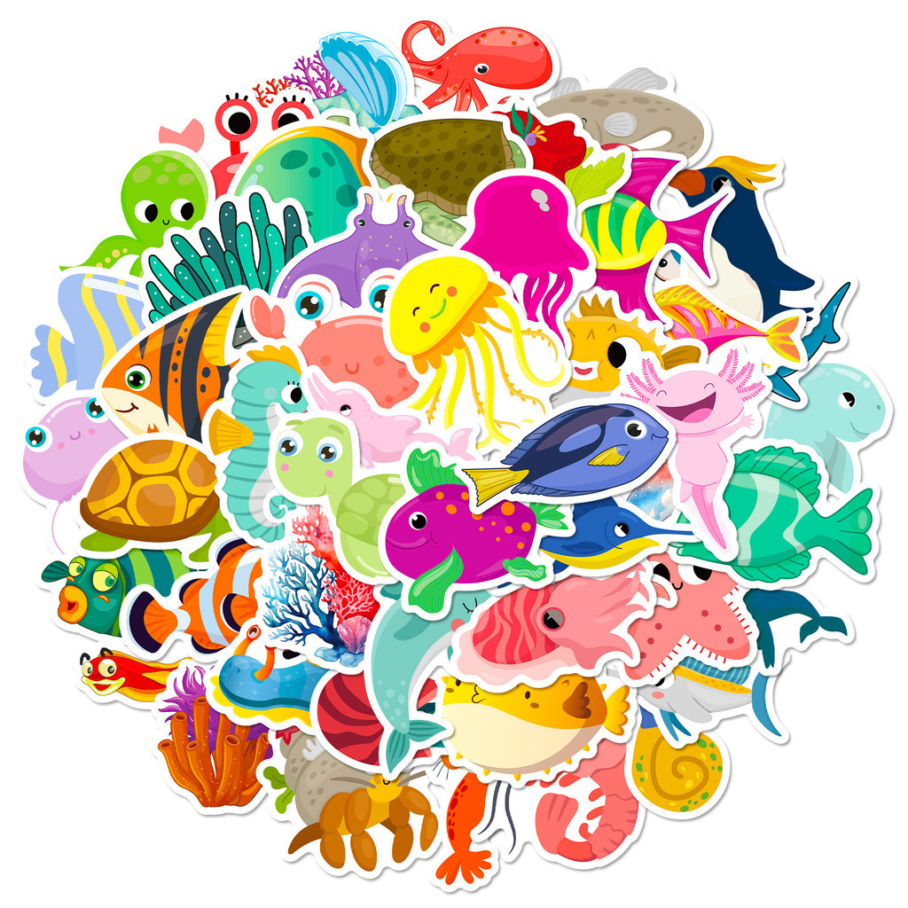 50Pcs Marine Life Stickers - C - Marine Aquarium & Regional Centre Photos review and price
