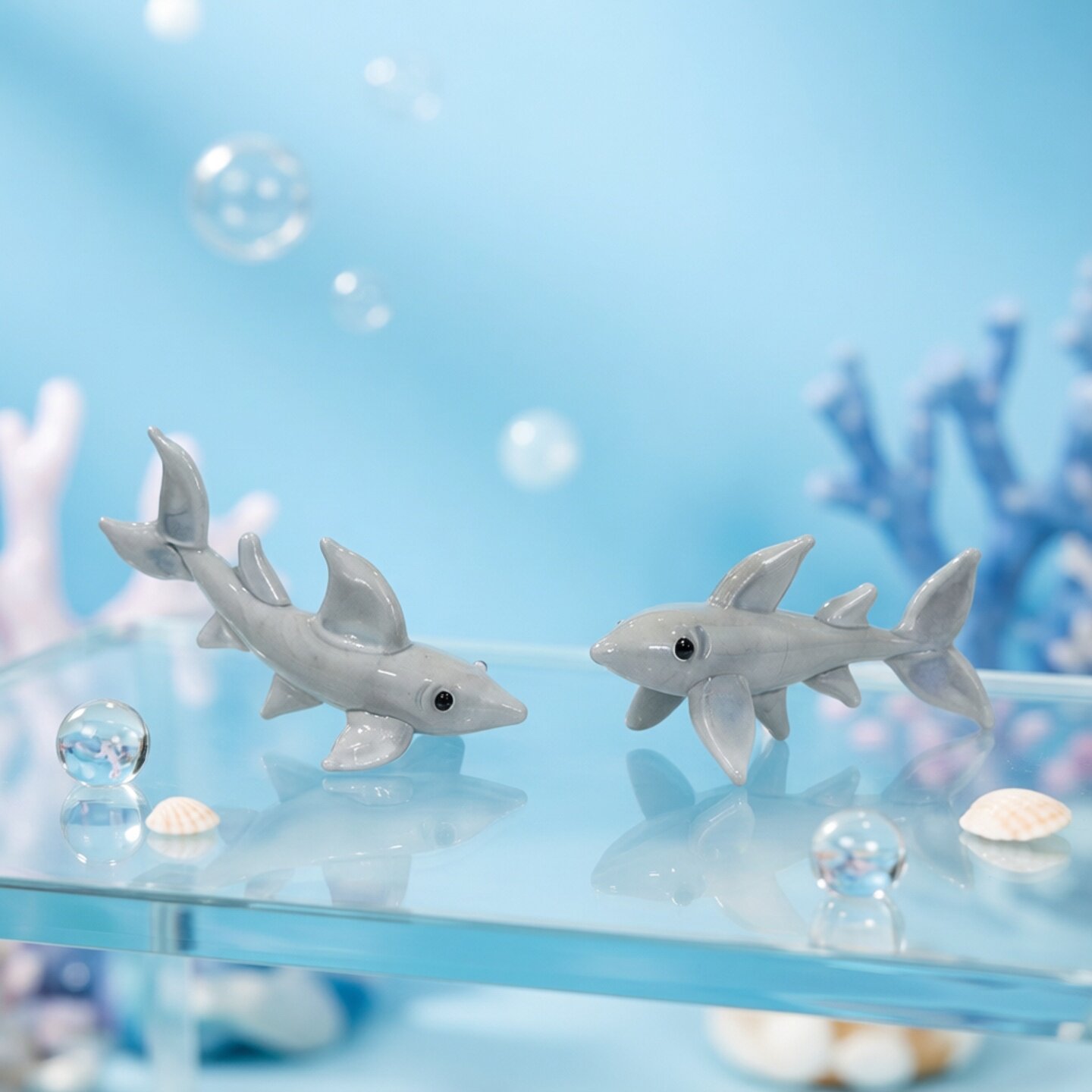 Handmade Mini Glass Shark Figu - Marine Aquarium Design review and price
